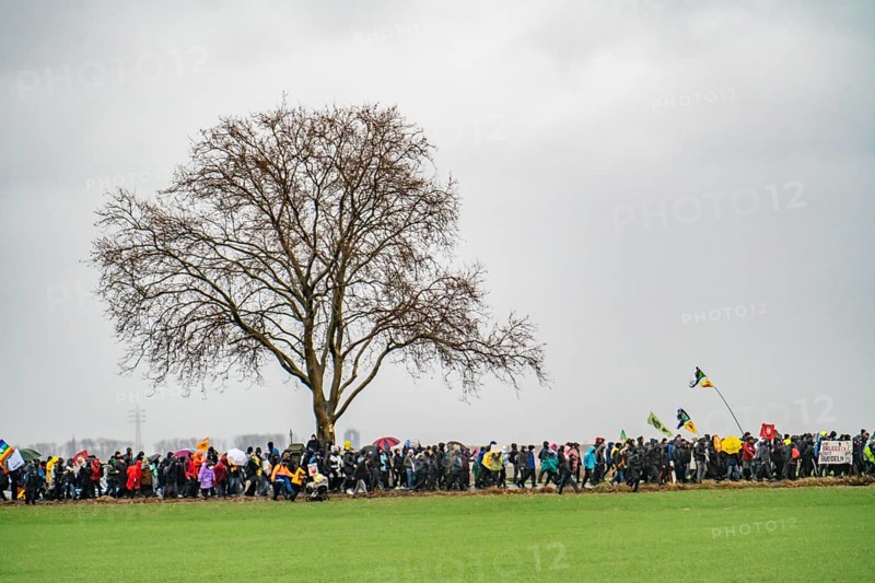 Demonstration against the demolition of the lignite village of Lützerath, from the village of Keyenberg the demonstrators marched to the edge of the Garzweiler open-cast mine and on to the rest of the village of Lützerah, Erkelenz, North Rhine-Westphalia, Germany, Europe