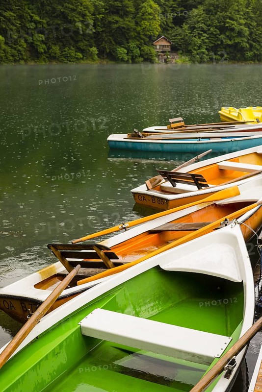 Rowing boats, Freibergsee, near Oberstdorf, Allgäu, Bavaria, Germany, Europe