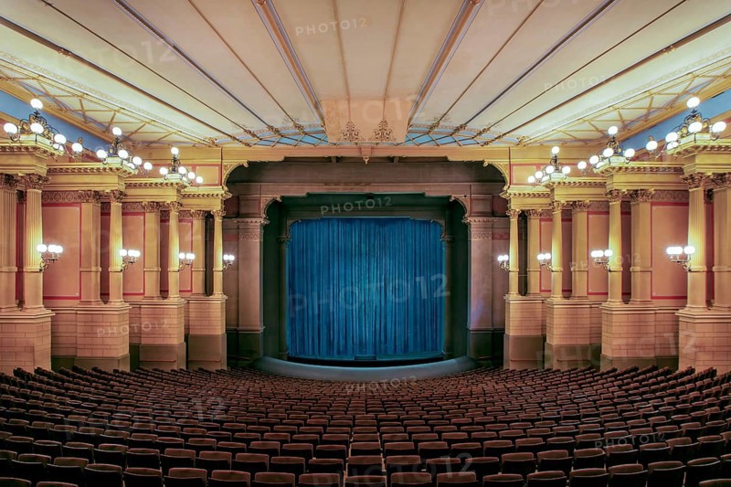 Auditorium, hall, interior view of the Richard Wagner Festival Theatre of the Bayreuth Festival on the Green Hill, Bayreuth, Upper Franconia, Franconia, Bavaria, Germany, Europe