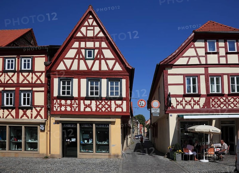 Historic half-timbered houses in Hassfurt, Hassberge district, Lower Franconia, Bavaria, Germany, Europe