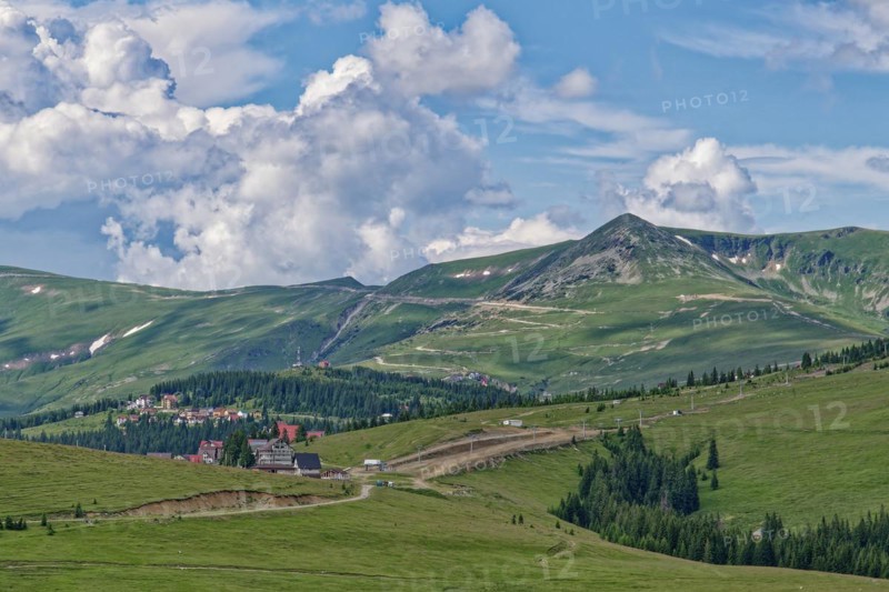 Mountain panorama on the Transalpina high road, Transylvanian Alps, in the southern Carpathians near Ranca. Gorj County, Transylvania, Romania, South-East Europe, Europe