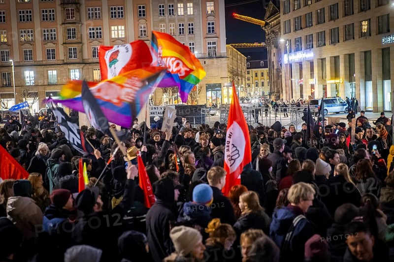 On 13 and 14 February 1945, Dresden was heavily destroyed in three Allied bombing raids. Every year, the people of Dresden commemorate this event at various events. Left-wing forces organised various demonstrations to protest against the right-wing marches, Dresden, Saxony, Germany, Europe