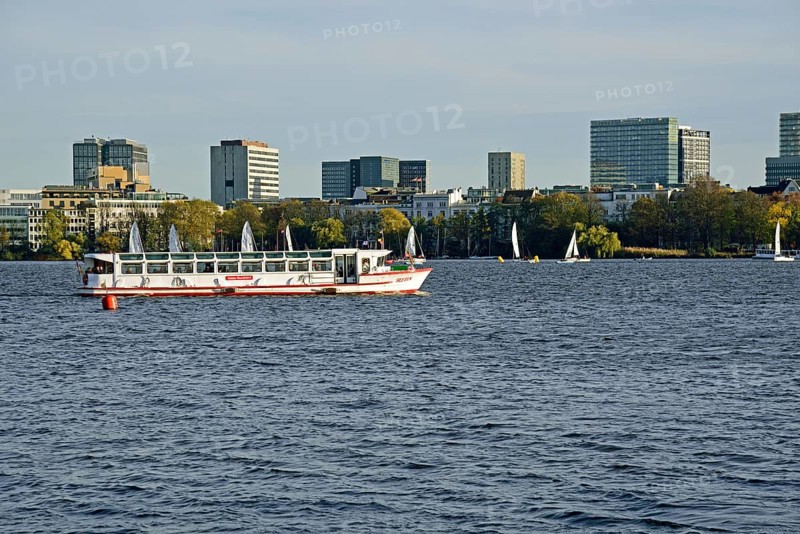Europe, Germany, Hamburg, City, Outer Alster Lake, Alster boat Seebek, Europe