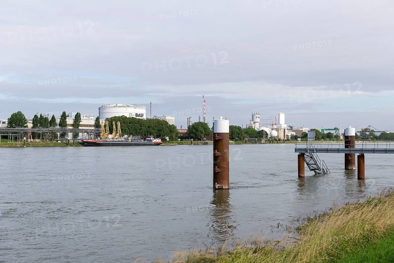BASF, Lugwigshafen am Rhein, industrial area, bollard, jetty, Mannheim, Baden-Württemberg, Germany, Europe