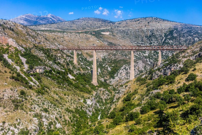 Mala Rijeka Viaduct, Europe's highest railway bridge, ride on Tito's spectacular mountain railway from Bar to Belgrade, Montenegro, Montenegro, Europe
