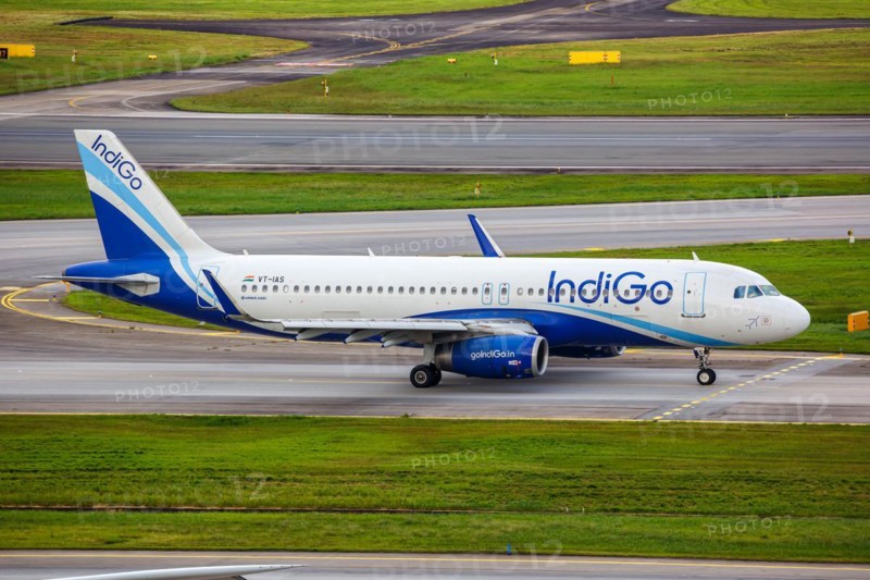 An IndiGo Airbus A320 aircraft with the registration VT-IAS at Changi Airport, Singapore, Asia
