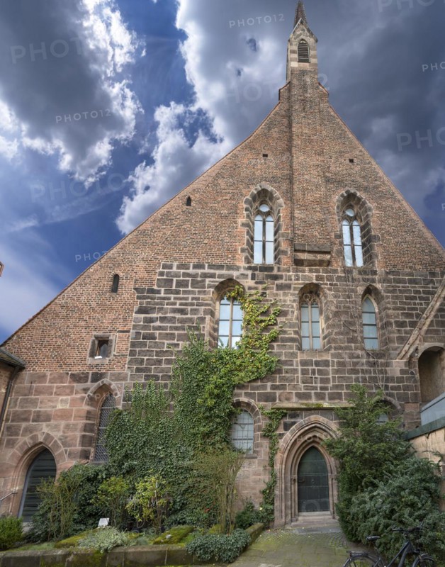 West side of St Clare's Church, seen from the former monastery courtyard, Königstraße 66, Nuremberg, Middle Franconia, Bavaria, Germany, Europe