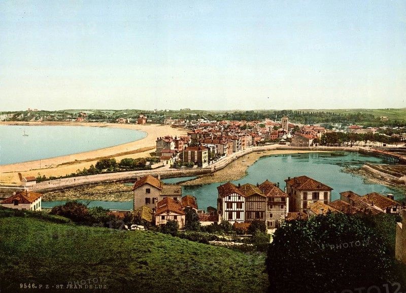 St. Jean de Luz and harbour, Pyrenees, France, ca 1890, Historic, digitally restored reproduction from a 19th century original, Record date not stated, Europe