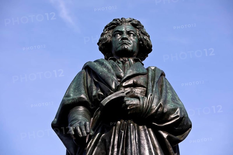 The Beethoven Monument commemorates the famous composer Ludwig van Beethoven on Münsterplatz, Bonn, North Rhine-Westphalia, Germany, Europe