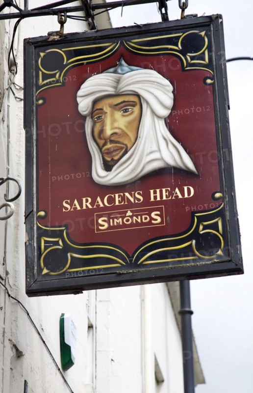 Pub sign Saracens Head, Bath, England, UK