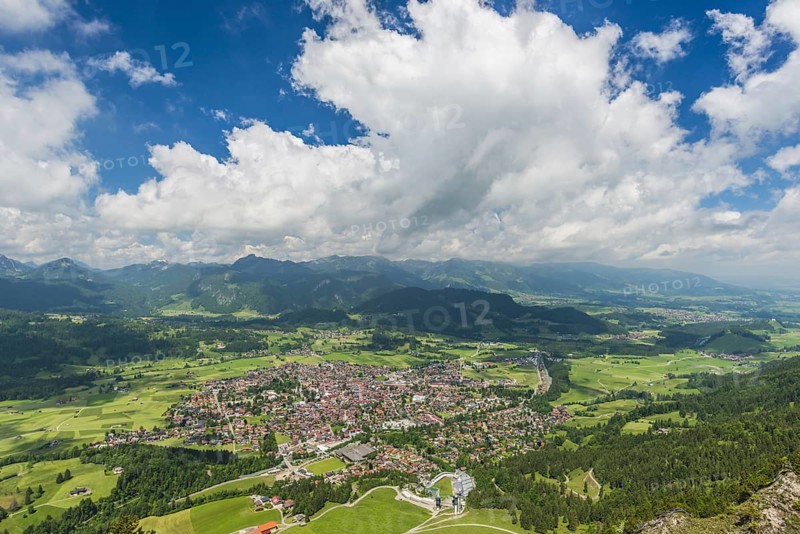 Panorama from Schattenberg, 1692m, on Oberstdorf, Allgäu, Bavaria, Germany, Europe