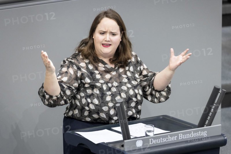 Ricarda Lang, Federal Chairwoman of Bündnis 90/DIE Grünen, recorded in the German Bundestag on the occasion of the International Women's Day agenda item in Berlin, 15 March 2024