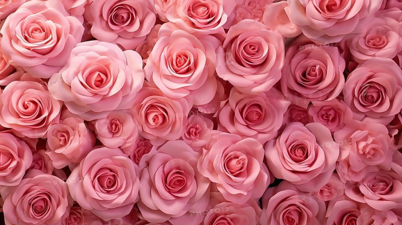 Valentine day background of close-up view of a beautiful mix of pink roses, symbolizing love and affection, perfect for Valentine's Day celebrations, AI generated