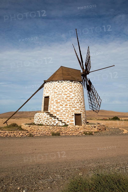 Traditional windmill at Tefia, Fuerteventura, Canary Islands, Spain, Europe