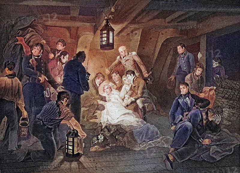 Death of Lord Nelson. Horatio Nelson, Lord Nelson, Viscount Nelson, 1758-1805, British naval commander, Historical, digitally restored reproduction from a 19th century original, Record date not stated