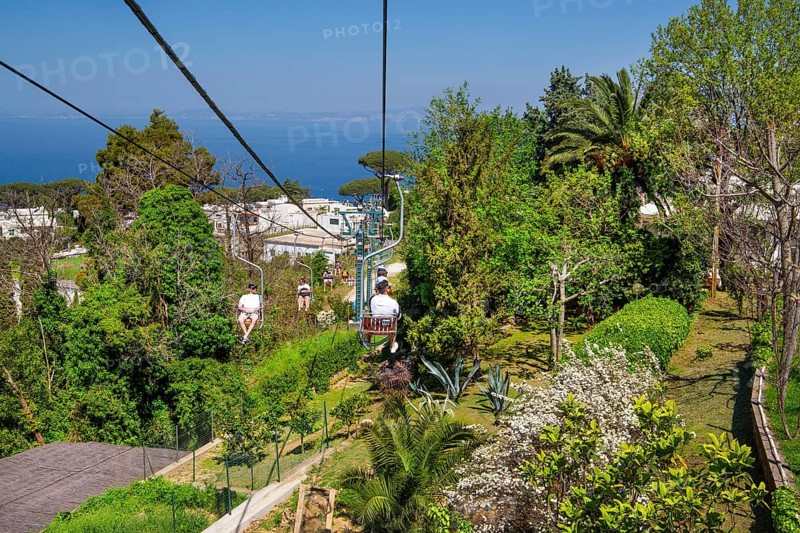 Chairlift from Anacapri to Monte Solaro 589m, Capri, Campanian Archipelago, Gulf of Naples, Tyrrhenian Sea, Campania, Italy, Europe