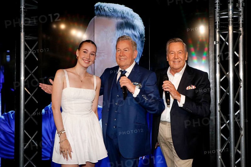 Annalena Keiler and her father Roland Kaiser at the presentation of Roland Kaiser's wax figure for Kaisermania at Madame Tussaud's in Berlin on 15 August 2024
