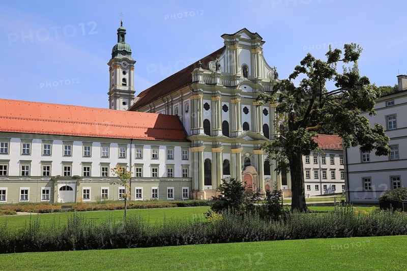 Facade of the Cistercian Abbey Church Fürstenfeld in Fürstenfeldbruck, Upper Bavaria, Bavaria, Germany, Europe
