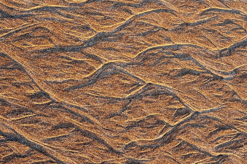 Current marks in the sand, wave pattern in the sand, sandy beach, Playa Cocalito, Pacific coast, Nicoya Peninsula, Puntarenas province, Costa Rica, Central America