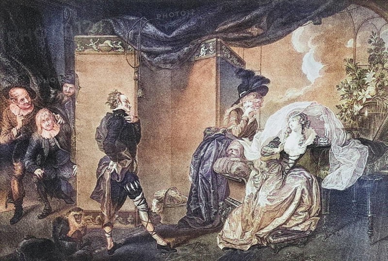 Twelfth night, or, what you will. Act III. Scene IV. Olivia's garden. Olivia, Maria and Malvolio. From the Boydell Shakespeare Gallery, published at the end of the 19th century, Historic, digitally restored reproduction from a 19th century original, Record date not stated