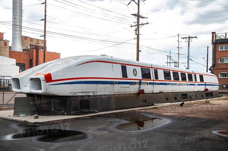 Pueblo, Colorado, A Rohr Aerotrain tracked levitated research vehicle at the Pueblo Railway Museum. Several research hovertrains are parked at the museum. Federal funding for testing the vehicles was ended in the 1970s