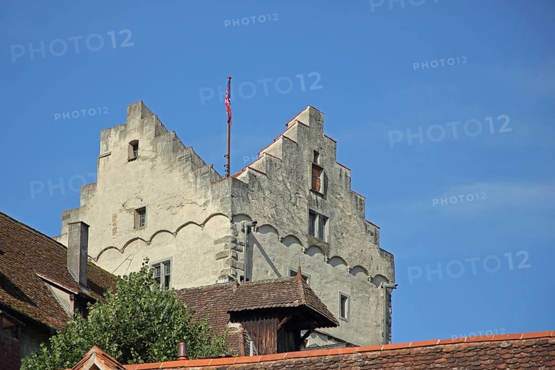 Tower with stepped gable of the castle built 7th century, Meersburg, Obersee, Lake Constance, Lake Constance area, Baden-Württemberg, Germany, Europe