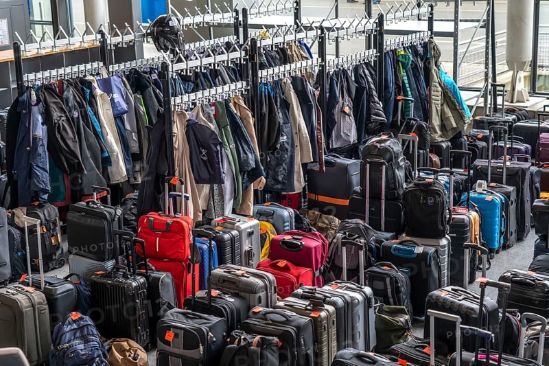 Luggage storage, cloakroom, in an exhibition hall, at the Hannover Messe, Lower Saxony, Germany, Europe