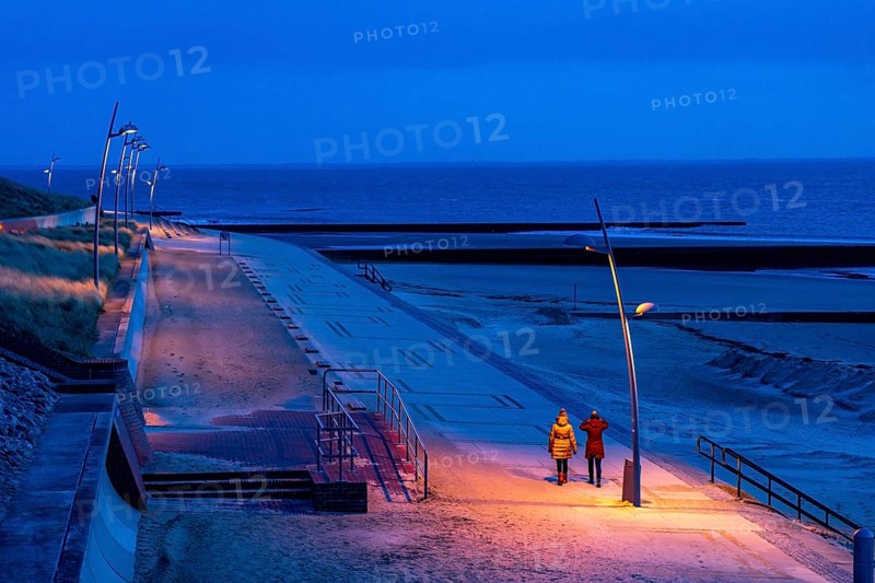 Beach promenade, west beach, beach walk, beach, island, East Frisia, winter, season, autumn, Lower Saxony, Germany, Europe