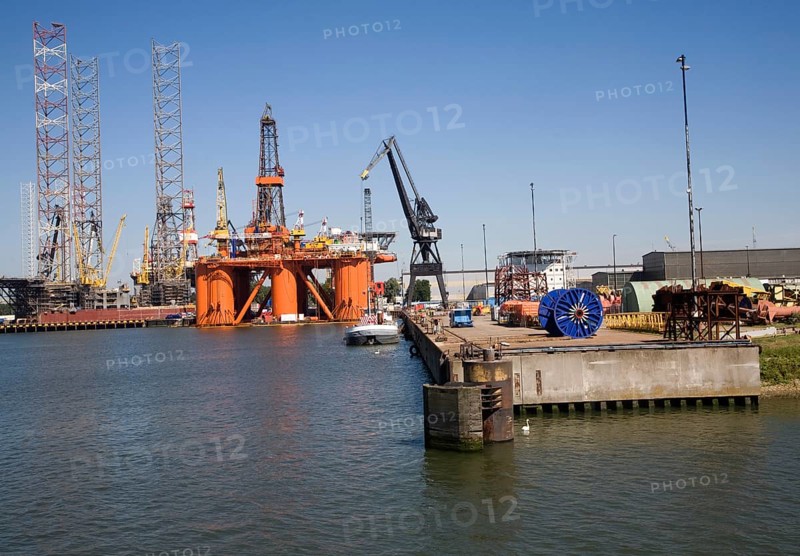 Stena Spey oil rig platform being repaired in Keppel Verome shipyard, Botlek, Port of Rotterdam, Netherlands