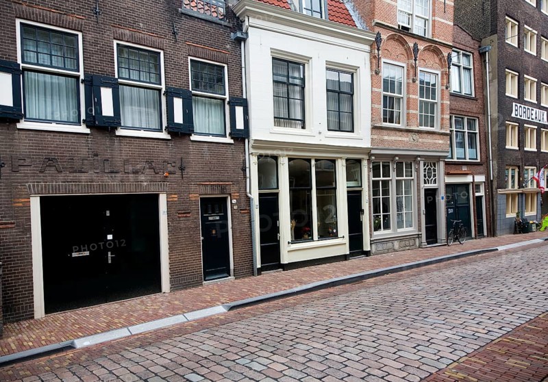 Historic Wijnstraat, Wine Street, houses once occupied by wine importers and traders, Dordrecht, Netherlands