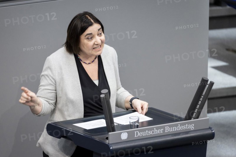 Ekin Deligoez, Parliamentary State Secretary to the Federal Minister for Family Affairs, recorded on the occasion of the International Women's Day agenda item, in the German Bundestag in Berlin, 15 March 2024