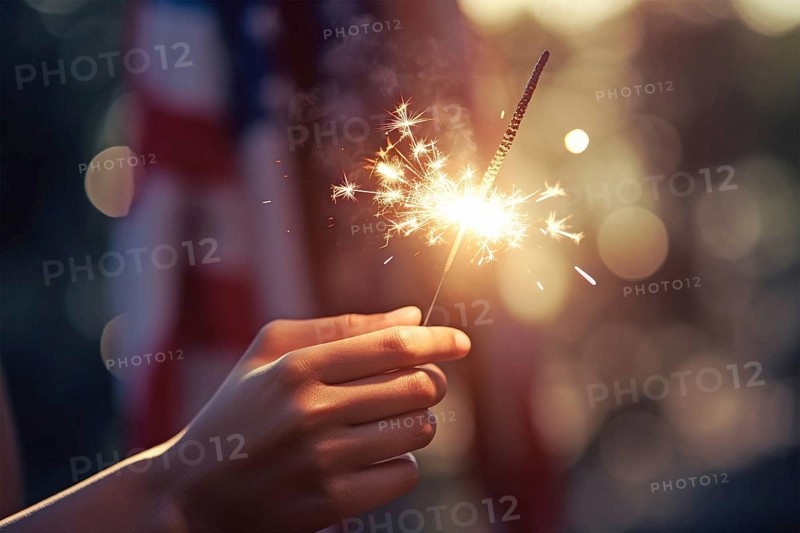 Hand holding sparkler. KI generiert, generiert AI generated