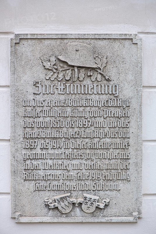 Memorial plaque to a Prussian regiment at a former barracks in the 19th century, Sulzbach-Rosenberg, Upper Palatinate, Bavaria, Germany, Europe