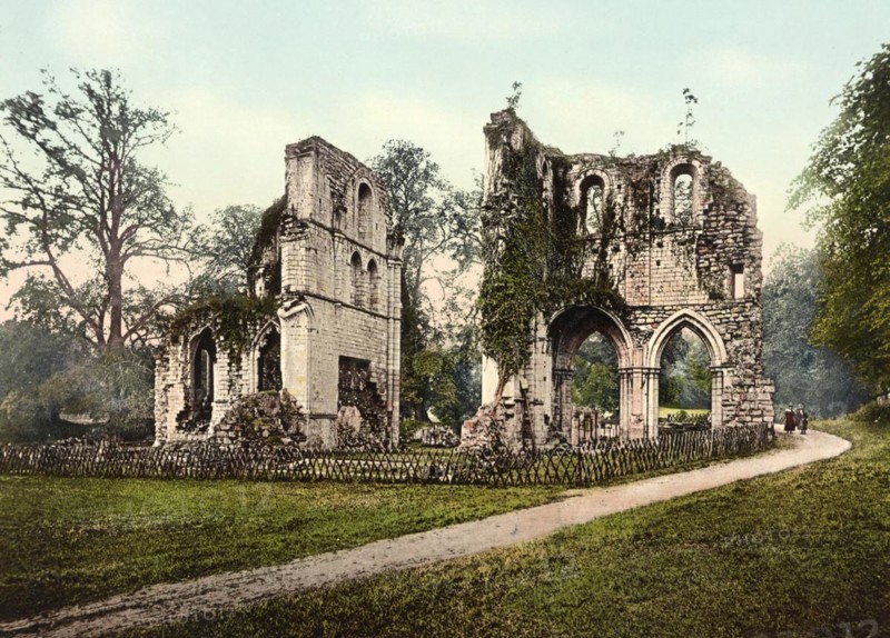 Roche Abbey, former Cistercian monastic abbey in Maltby in South Yorkshire in England, around 1890, Historic, digitally restored reproduction from a 19th century original