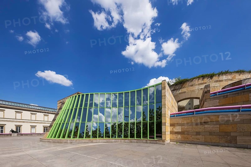 New State Gallery Stuttgart, exterior view. Postmodern architecture, James Stirling architecture, Stuttgart, Baden-Württemberg, Germany, Europe
