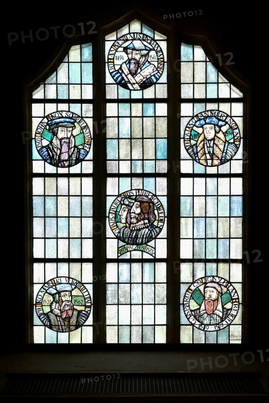 All Saint Church or Castle Church, Stained glass window, Luther City Wittenberg, Saxony Anhalt, Germany, Europe