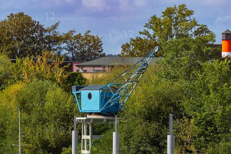 Old harbour crane at Neustädter Hafen in Dresden, Elbehafen, Dresden, Saxony, Germany, Europe