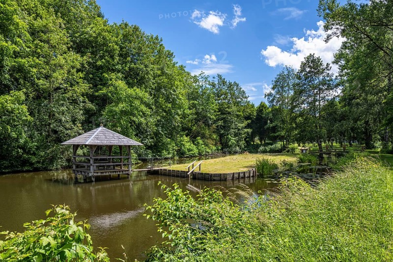 Monastery garden, park with water lily pond, Heiligkreuztal Monastery, Biberach district, Upper Swabia, Baden-Württemberg, Germany, Europe
