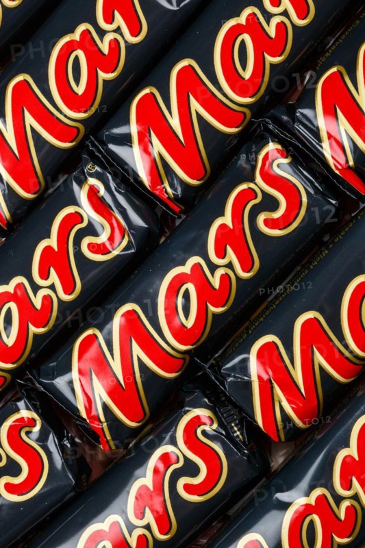 Mars chocolate bar as background
