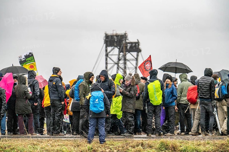Demonstration against the demolition of the lignite village of Lützerath, from the village of Keyenberg the demonstrators marched to the edge of the Garzweiler open-cast mine and on to the rest of the village of Lützerah, Erkelenz, North Rhine-Westphalia, Germany, Europe