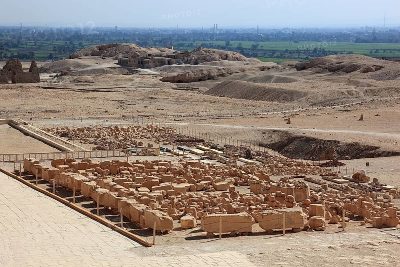 Part of the temple complex, mortuary temple of Hatshepsut, Hatshepsut Temple in Deir el-Bahari on the west bank of the Nile in Thebes, Africa, Egypt, Upper Egypt, Africa