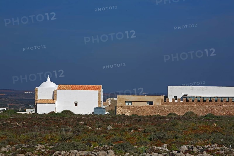 Church and bastion in the Fortaleza de Sagres, Vila do Infante, Sagres, Algarve, Portugal, Europe