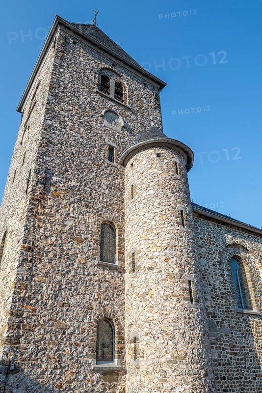 11th century Roman Sint-Pietersbandenkerk, St. Peter in Chains Church in the village Wintershoven near Kortessem in the province of Limburg, Belgium, Europe
