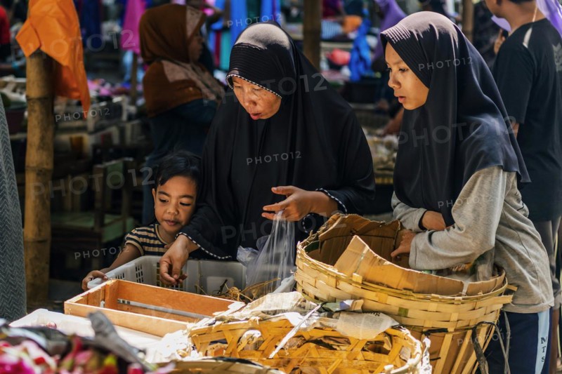 Traditional authentic food market, vendor, woman, fruit, vegetable, fresh, food, nutrition, sale, trade, bazaar, authentic, disease vector, food law, food control, stall, Asian, vegetable market, local, hygiene, virus, tradition, traditional, health, marketplace, market hall, tropical, travel, tourism, culture, poverty, presentation, cleanliness, person, family, Muslim, Islam, Lombok, Indonesia, Asia