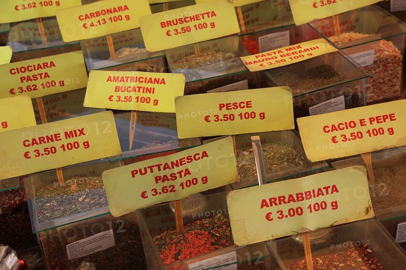 Stall selling spices at Campo de Fiori, Rome. Italy