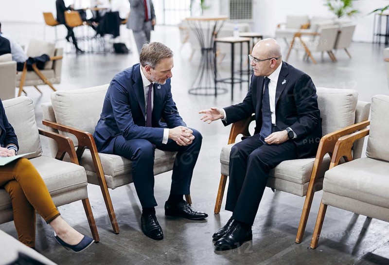 Christian Lindner (FDP), Federal Minister of Finance, meets Mehmet Simsek, Minister of Finance of Turkey for talks at the G20, G7 Finance Ministers and Central Bank Governors Meeting, in Sao Paulo, 28 February 2024. Photographed on behalf of the Federal Ministry of Finance (BMF)