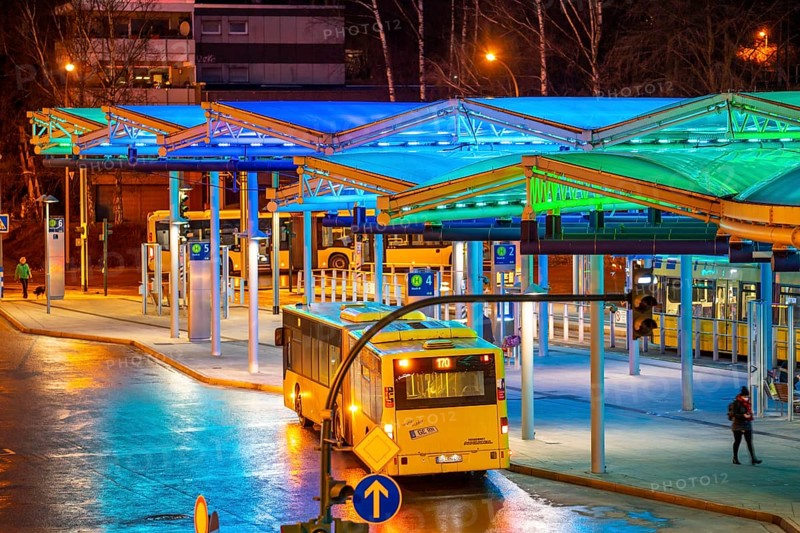 Ruhrbahn trams, at Essen-Steele S-Bahn station, interface between rail transport and tram and bus lines, in Essen, North Rhine-Westphalia, Germany, Europe