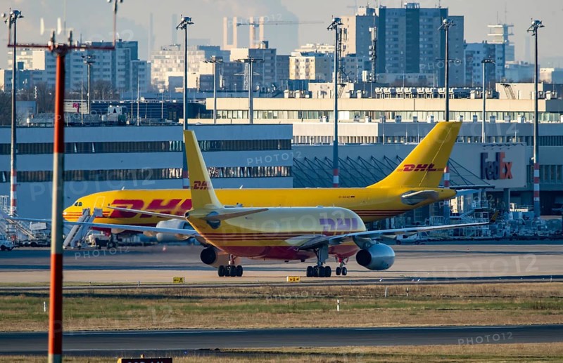 DHL Airbus A330-243F, cargo aircraft landing at Cologne-Bonn Airport, North Rhine-Westphalia, Germany, Europe