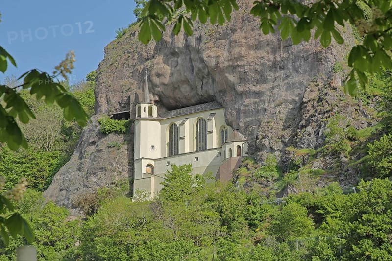 Rock church built in 1484 and landmark, rock, cliff, mountain, stone wall, Idar-Oberstein, Hunsrück, Rhineland-Palatinate, Germany, Europe