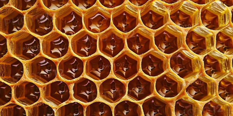 Close up of yellow honeycombs. Generative Ai, AI generated